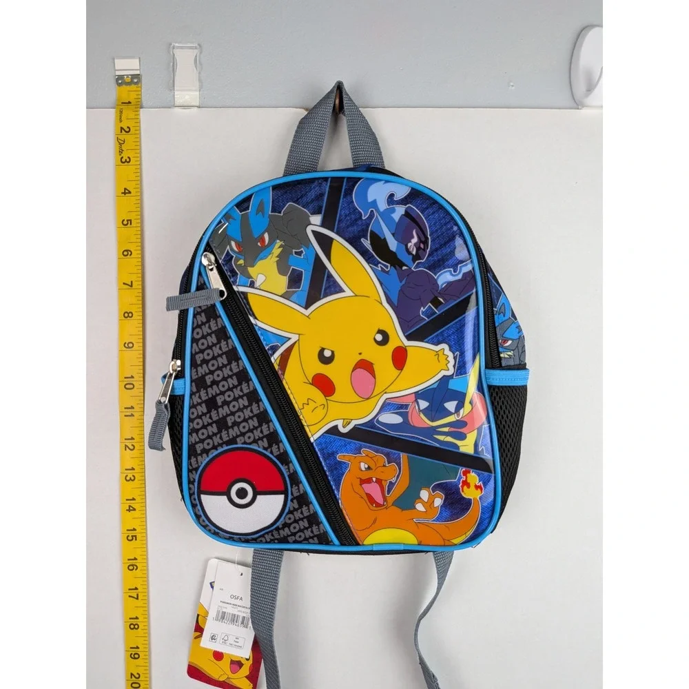 Pokemon Pikachu Charizard Lucario Mini Backpack Blue Bioworld Kids OSFA NWT
